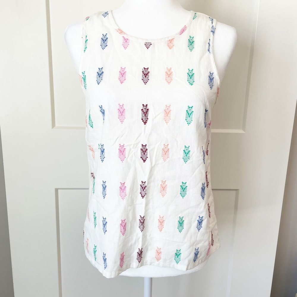 Women's / Teen's J. Crew White Embroidered Tank Top size 2
